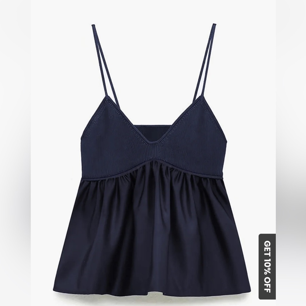 Commense Ruffle Crop Cami Top. Size Small. New with tags